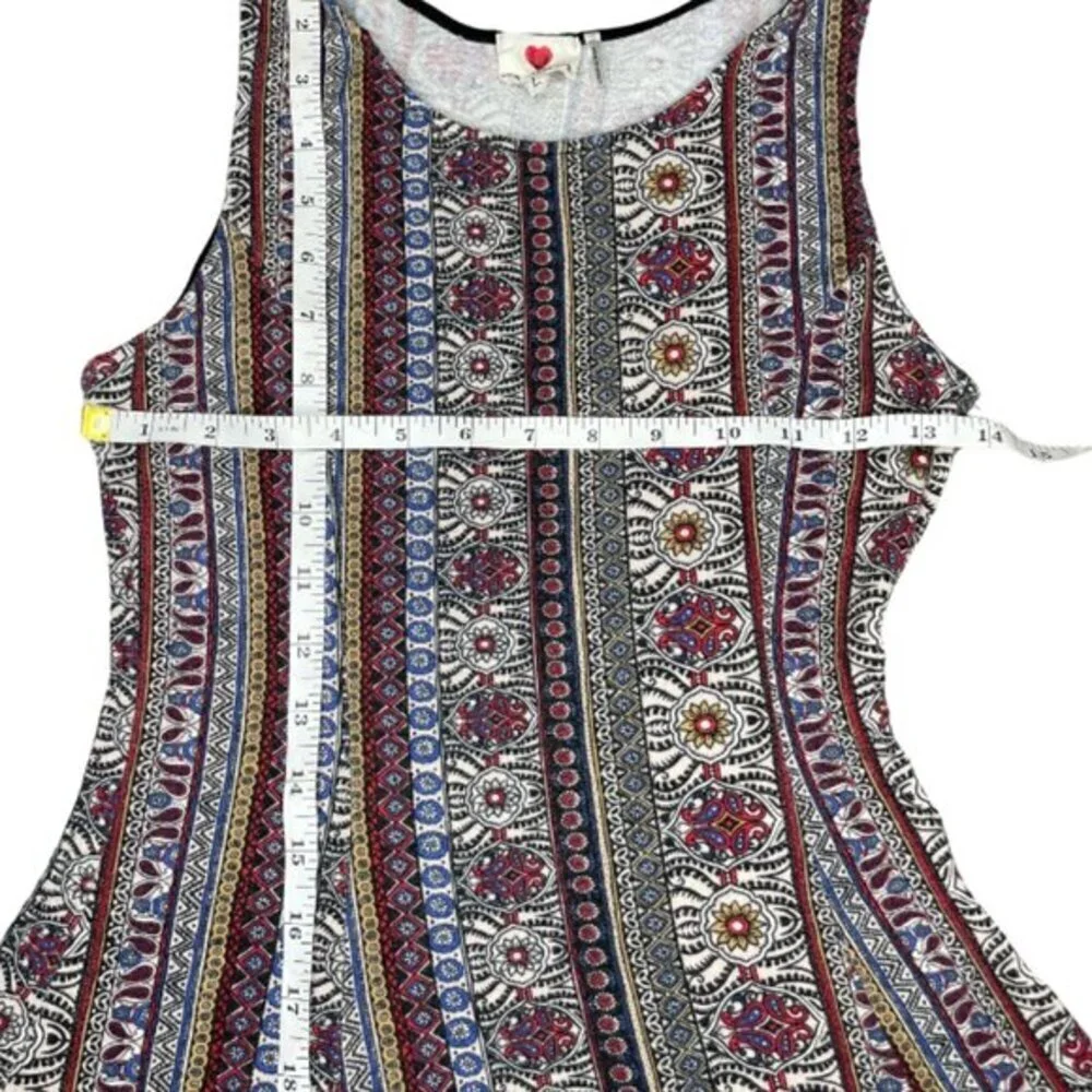 One Clothing Boho Medallion Stripe Skater Mini Dress Size L